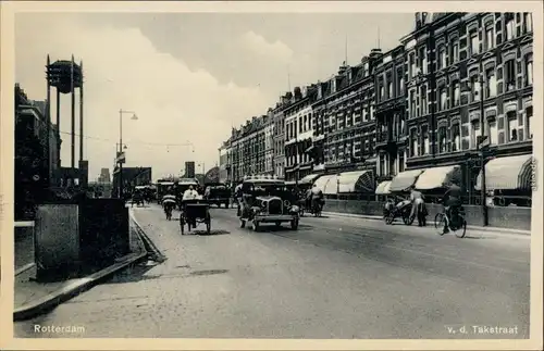 Ansichtskarte Rotterdam Rotterdam Takstraat - Autos, Geschäfte 1935 