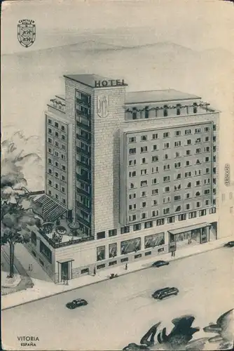 Ansichtskarte Vitoria-Gasteiz Künstlerkarte Hotel Canciller Ayala 1940