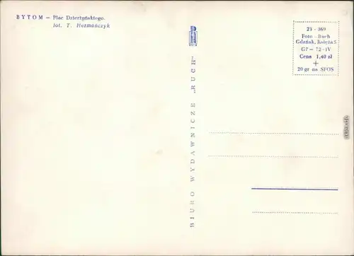 Ansichtskarte  Beuthen O.S. Bytom | Beuthn Plac Dzierzynskiego 1968 