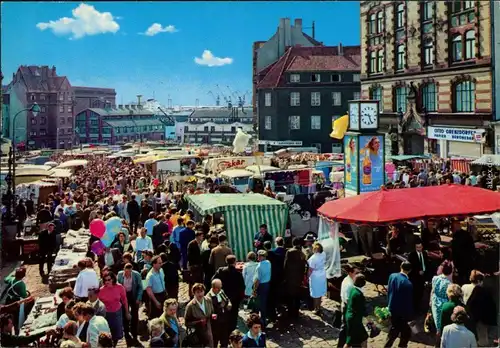 Ansichtskarte St. Pauli-Hamburg Fischmarkt - belebt 1973