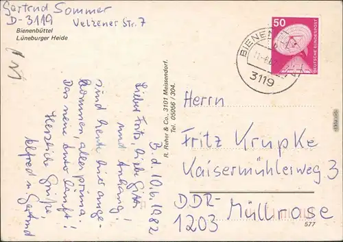 Ansichtskarte Bienenbüttel Straßenpartie 1967