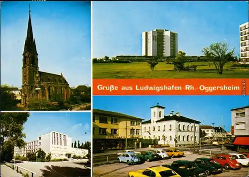 Ansichtskarte Oggersheim Straßen, Kirche und Neubauten 1986