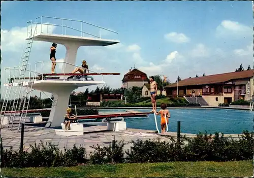 Ansichtskarte Schöppenstedt Freibad mit Sprungturm 1966