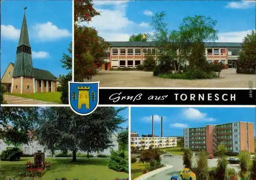 Ansichtskarte Tornesch 4 Bild: Neubaugebiet, Denkmal und Kirche 1973