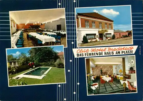 Ansichtskarte Bredstedt Club Hotel: Haus, Pool - Innenansichten 1972