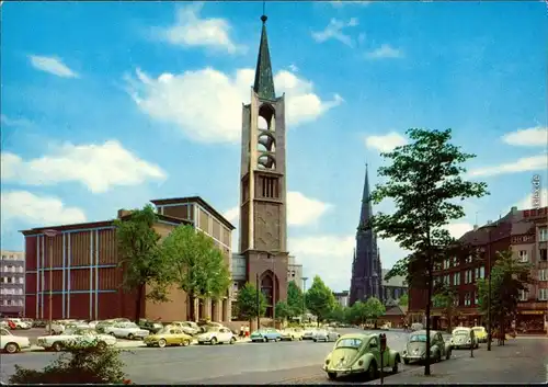 Gelsenkirchen Straßenpartie - Altstadtkirche und Probsteikirche 1973