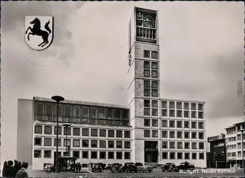 Ansichtskarte Stuttgart Parkplatz - Rathaus 1956 