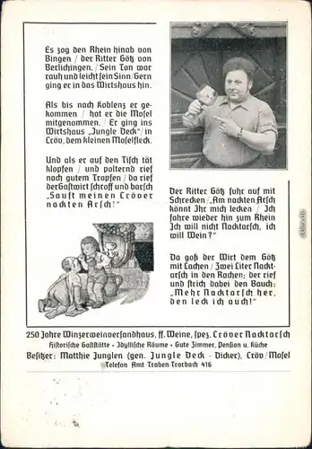 Kröv (Mosel)  Reichsschenke Zum Ritter Görtz Bernkastel-Wittlich 1939