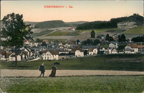 Ansichtskarte Ebersbach (Löbau/Zittau) Partie an der Stadt 1910 