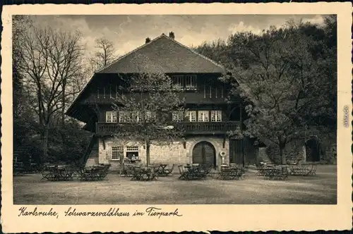 Ansichtskarte Karlsruhe Schwarzwaldhaus im Tierpark 1938 