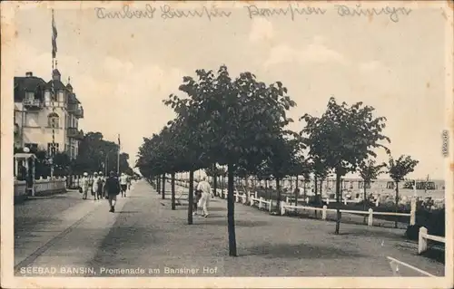 Ansichtskarte Bansin-Heringsdorf Usedom Promenade am Bansiner Hof 1933 