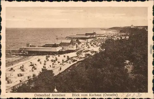 Arendsee  Kühlungsborn Blick vom Kurhaus auf Strand und Seebrücke 1928