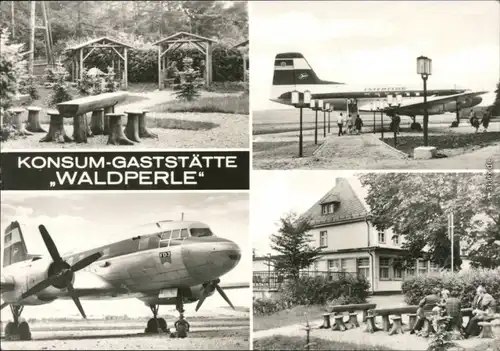 Ansichtskarte Langenbernsdorf Flugzeug - Konsum Gaststätte Waldperle 1971 
