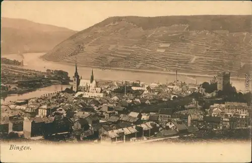 Ansichtskarte Bingen am Rhein Panorama-Ansicht 1907