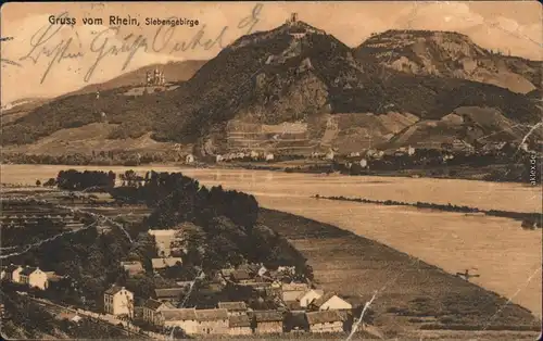 Ansichtskarte Königswinter Blick auf die Stadt und Burgen 1905 