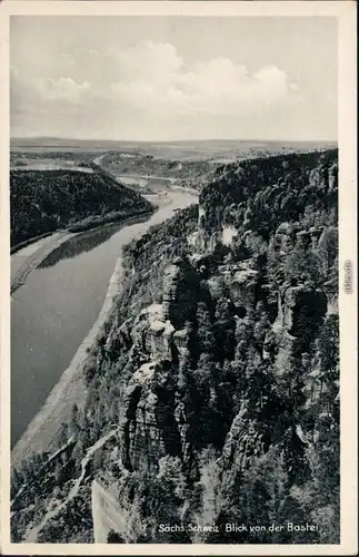 Ansichtskarte Rathen Blick von der Bastei 1932 