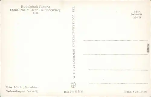 Ansichtskarte Rudolstadt Staatliche Museen Heidecksburg 1958