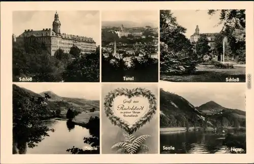 Ansichtskarte Rudolstadt Schloß, Total, Saale, Herz-Kranz 1956