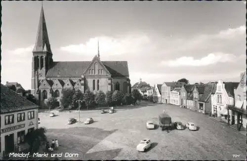 Ansichtskarte Meldorf Markt mit Dom 1966