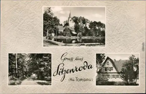 Ansichtskarte Sitzenroda Kirche, Haus, Waldweg 1960