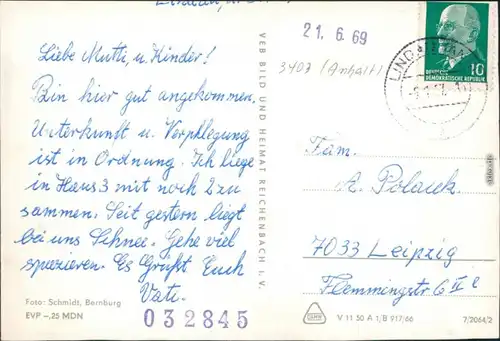 Ansichtskarte Lindau (Anhalt)-Zerbst DFGB Diät-Sanatorium 1966
