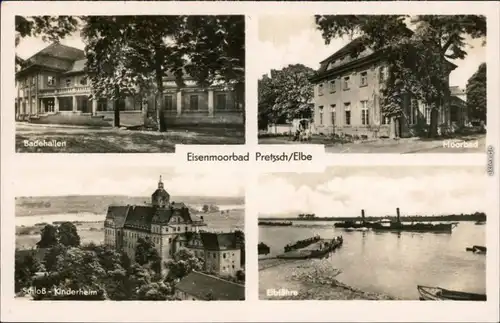 Pretzsch-Bad Schmiedeberg 4 Bild: Badehallen, Moorbad, Elbfähre und Schloß 1968 