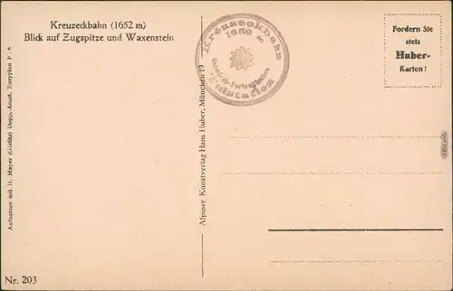 Ansichtskarte Grainau Kreuzeckbahn - Zugspitze und Waxenstein 1928 