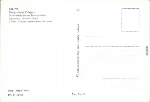 Ansichtskarte Sellye Landwirtschaftliches Studentenwohnheim 1976