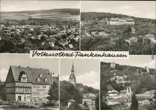 Bad Frankenhausen Panorama, Thüringenr Haus, Kirche, Sprungturm im Freibad 1971