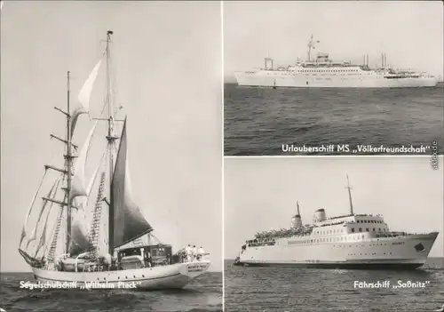 Sassnitz Saßnitz Segelschulschiff Wilhelm Pieck, Urlauberschiff MS   1977