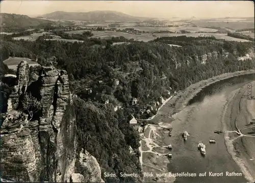 Ansichtskarte Rathen Panorama-Ansicht, Basteifelsen 1966