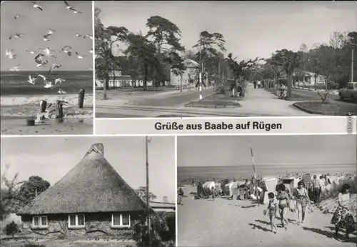 Ansichtskarte Baabe Strand, Meer, Häuser- und Straßenansicht 1984