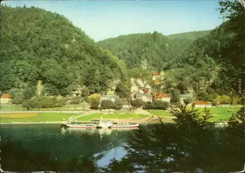 Ansichtskarte Schmilka Panorama-Ansicht mit Elbdampfer 1968