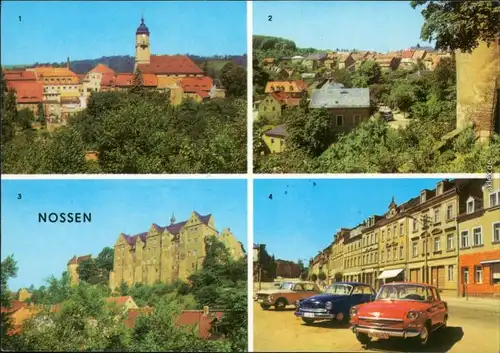 Ansichtskarte Nossen Teilansicht, Blick vom Schloß, Schloß, Markt 1978