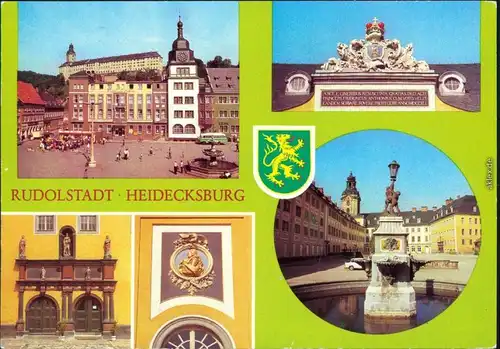 Ansichtskarte Rudolstadt Schloss Heidecksburg mit Markt und Brunnen g1984