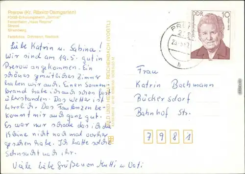 Prerow FDGB-Erholungsheim "Zentral", Ferienheim "Haus Regina" g1989