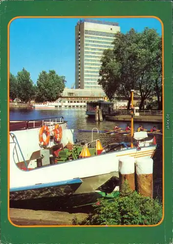 Ansichtskarte Potsdam Interhotel "Potsdam" am Hafen der Weißen Flotte g1988
