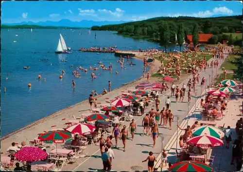 Ansichtskarte Waging am See Wagingersee mit Strand und Badegästen 1971