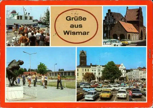 Wismar Anlegestelle der "Weißen Flotte", Wassertor, Volksschwimmhalle 1986