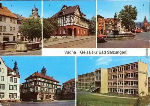 Vacha Geisa: Markt, Kinderkrippe, Schule - Vacha: Markt, Rathaus 1987