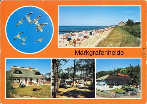 Rostock Strand, Rohrdachhaus, Campingplatz, Gaststätte Krakus g1989