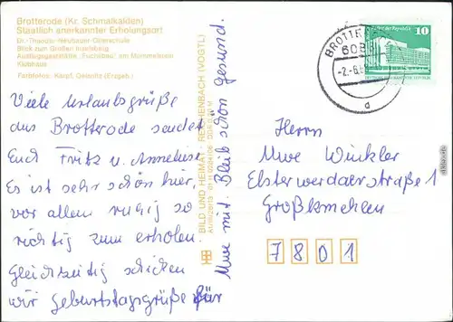 Brotterode Neubauer Oberschule,  Fuchsbau am Mommelstein, Klubhaus g1988