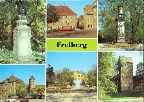 Freiberg (Sachsen) A.-G.-Werner-Denkmal,  Nuschke-Platz, Silbermannhaus g1983
