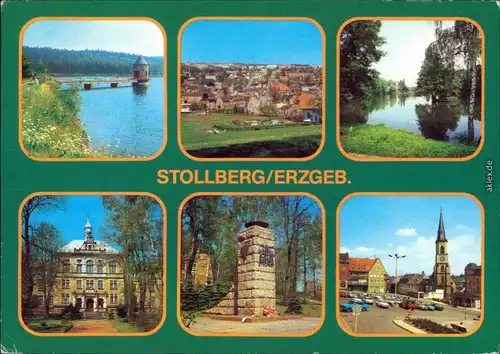 Stollberg (Erzgebirge) Oberschule "Hans Beimler", VdN-Ehrenmal, Markt g1982