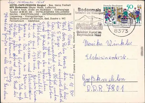 Bodenmais Hotel-Café-Pension Berghof - Außen- und Innenansicht 1980