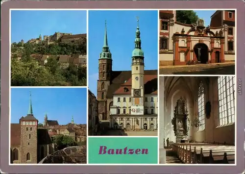 Bautzen Budyšin Blick vom Protschenberg auf die Altstadt, Rathaus g1986