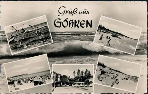 Göhren (Rügen) Möwen, Meer, Strand, Strandkörben, Freiluftbühne 1958