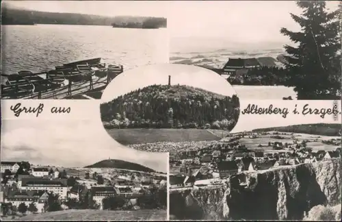 Altenberg (Erzgebirge) Bootssteg mit Booten, Überblick, Aussichtsturm 1962