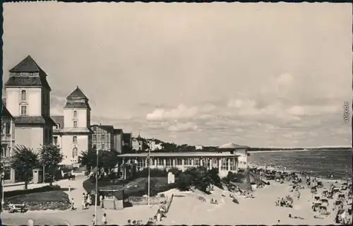 Ansichtskarte Binz (Rügen) Strand und Kurpromenade 1960