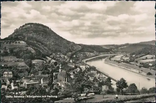 Ansichtskarte Königstein (Sächsische Schweiz) Panorama-Ansicht 1958